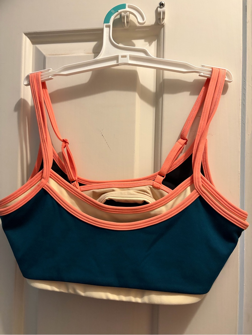 Teal & Peach Lightweight Strappy Sports Bralette